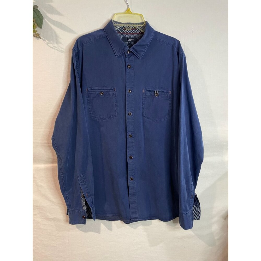 Ted Baker London Men's Button-Down Shirt Size 4  100% Cotton Made In Turkey